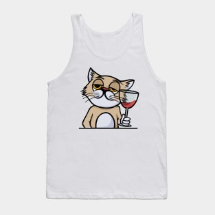 Pawr Me Some Wine | Cat enjoying a glass of red wine Tank Top